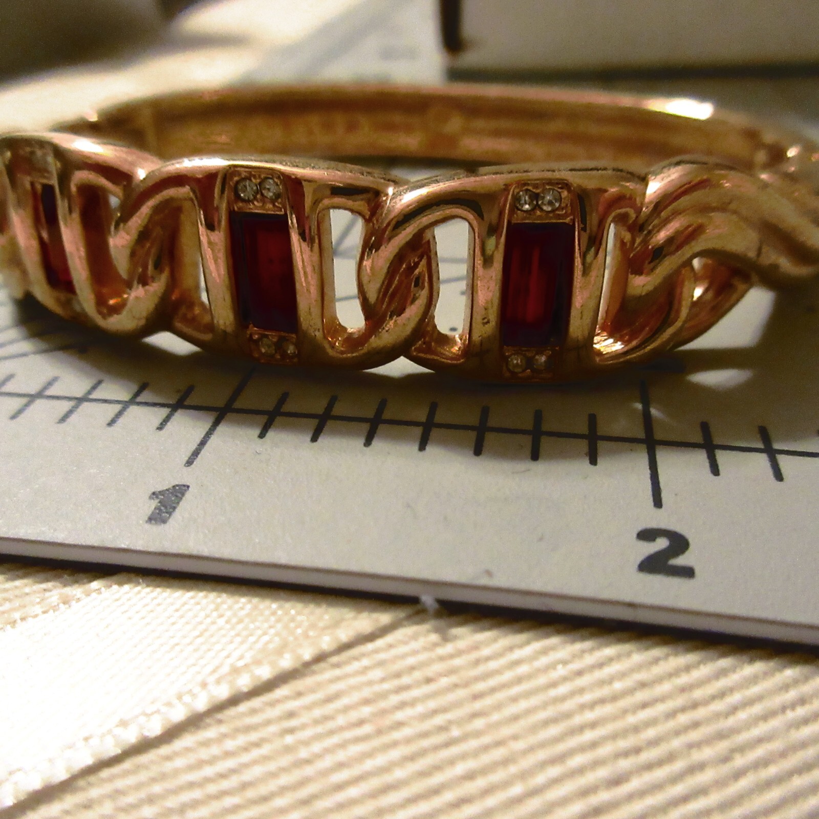 Swarovski Rectangular Red Rhinestones Hinged Bang… - image 11