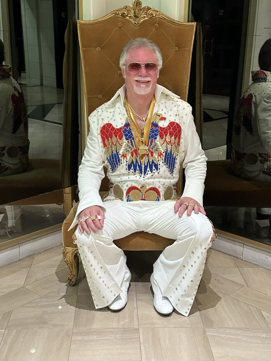 Elvis Presley jumpsuit cape american eagle costume embroidery