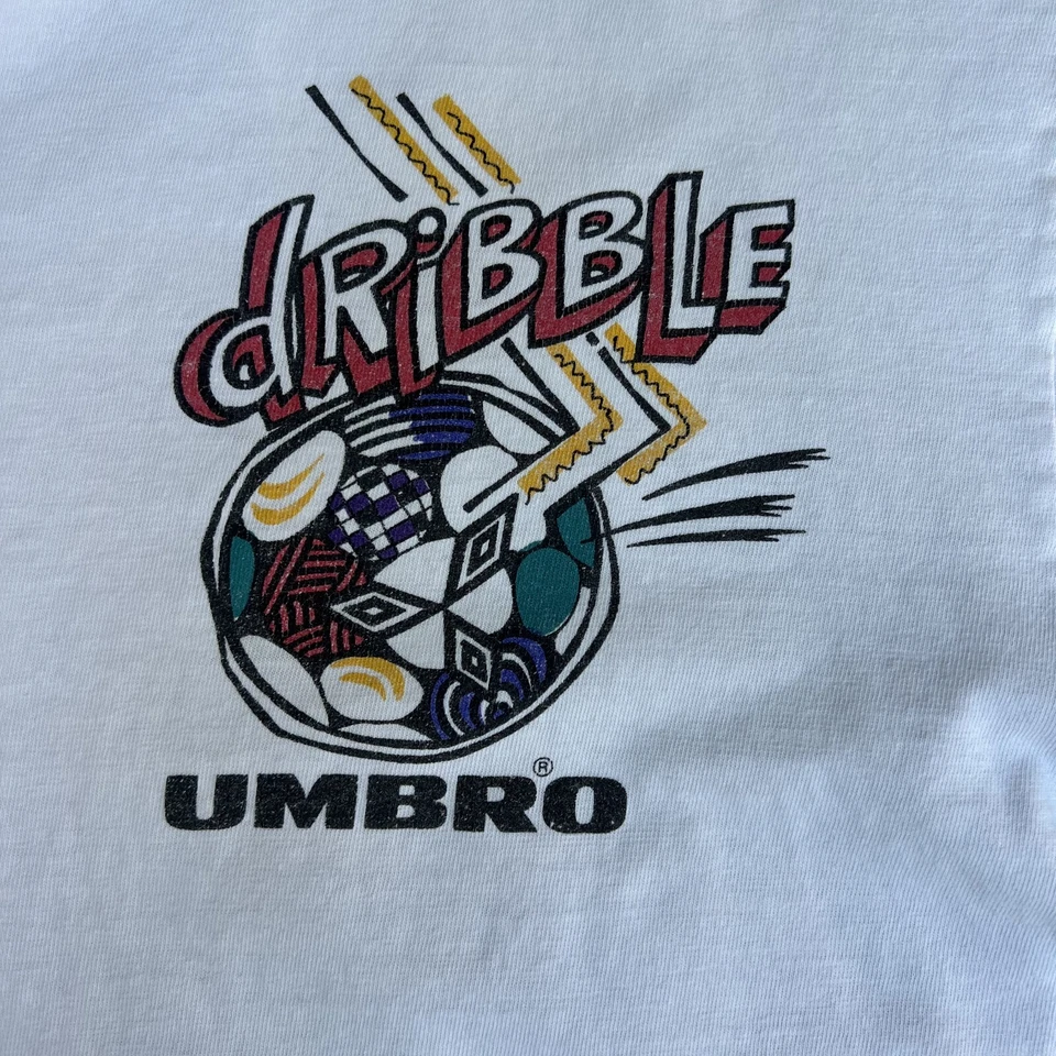 Vintage 90s Men's Umbro Trash Talk Soccer Dribble White T-Shirt XL AND 1 Style - Image 4 of 4