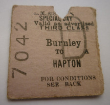 LMS Burnley to Hapton Railway Station Special Day Ticket