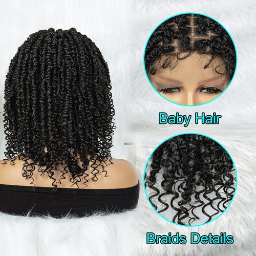 Synthetische Lace Front Perücke Schmetterling Locs geflochtene Perücken 14 cm für schwarze Frauen - Bild 2 von 16