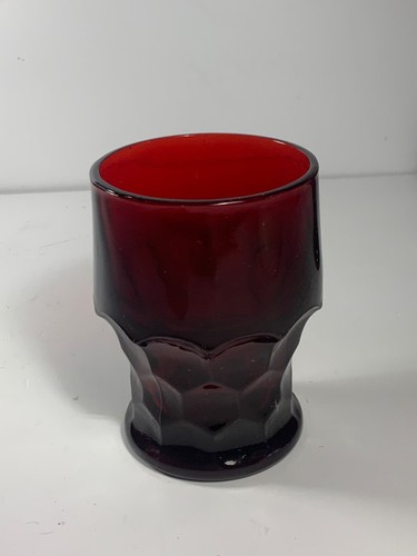 Set of 5 Vintage Ruby Red Glass Georgian Tumblers 4.25 in. - Picture 7 of 7