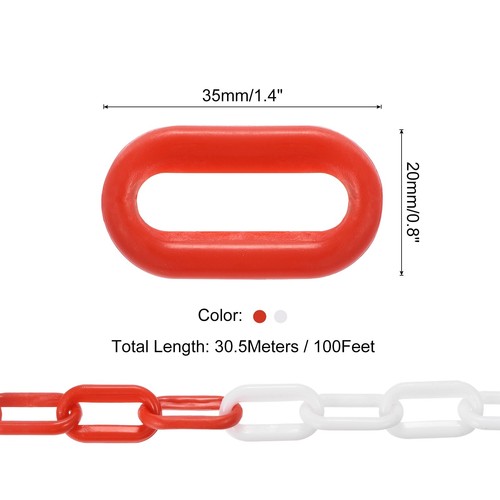 100ft Kunststoff Absperrkette Sicherheitsabsperrkette Kunststoffkette, Rot Weiß - Bild 2 von 7