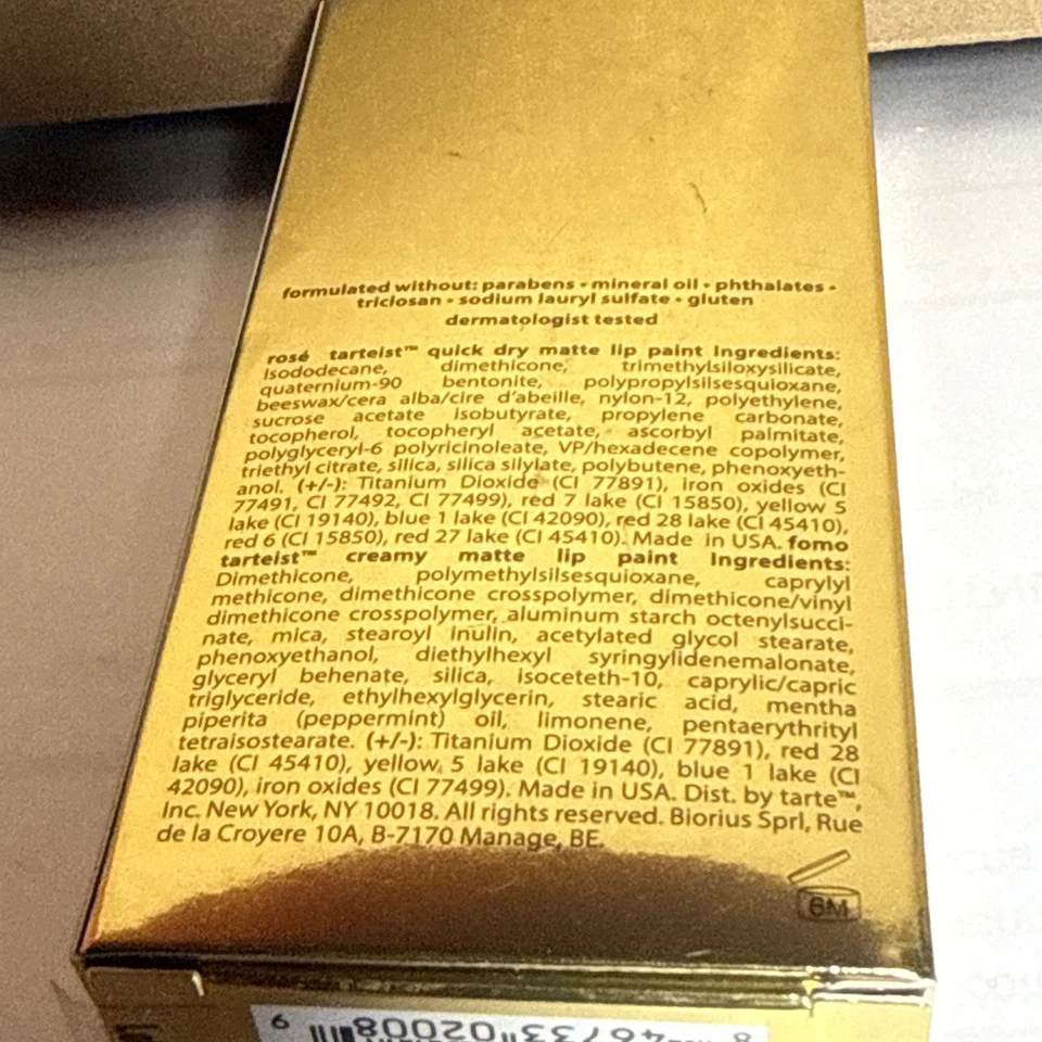 tarte Tarteist LIP PAINT (2 lip paint ) ROSE & FOMO, 0.034 FL OZ NIB - Image 4 of 4