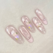 Pink Glitter Sparkle Coffin Long Press-On Nai...
