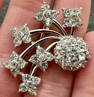 ** PIN Vintage PENNINO Signed ART DECO Silver Rhinestones Brooch COSTUME JEWELRY
