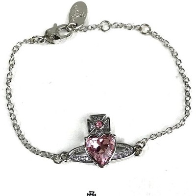 Vivienne Westwood Bracelet ARIELLA Orb Heart Silver Pink NO BOX