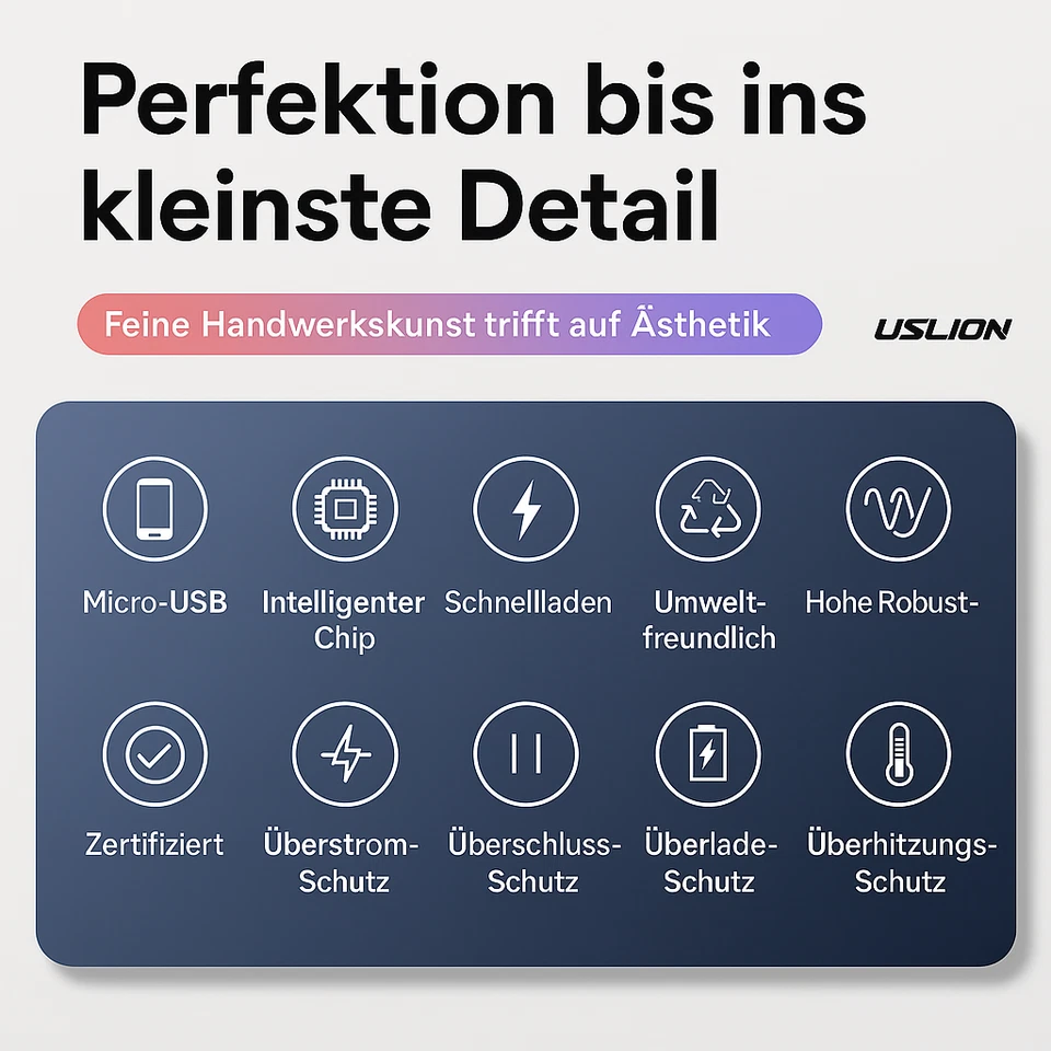 USLION 60W Typ-C Schnellladekabel 3A – 1m 2m 3m – Nylon für Android & Apple - Bild 2 von 4