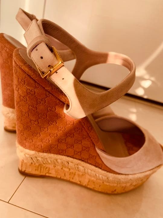 GUCCI Mules Sandals Heel GG Suede Pink EU36/US6 116128c thumbnail 16