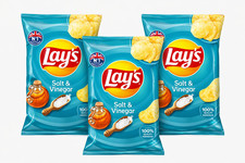 3 x Packs of Lays Salt & Vinegar Crisps 150g Large Sharing Bag