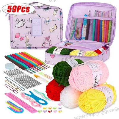 59Piece Crochet Kit for Beginners Adults Crochet Kits Include Yarn Starter Kits