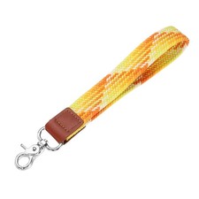 Wrist Lanyard Keychain, Braided Wristlet Strap with Silver Clasp Gradient Orange