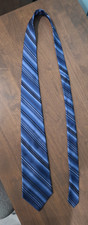 EXCELLENT CONDITION 100% SILK MADE IN USA Blue Striped vtg Zylos Machado TIE!