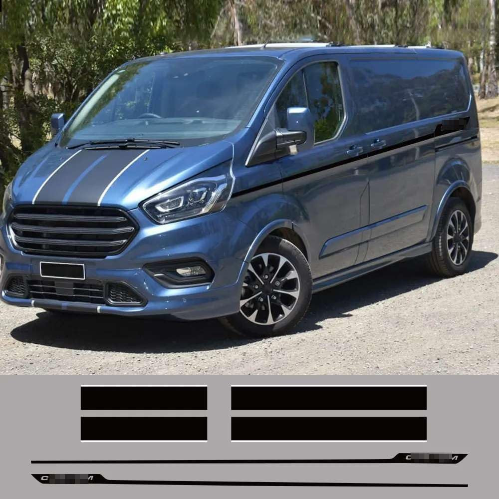 Stickers de capot et portières latérales pour Ford Transit Tourneo Custom en vinyle noir