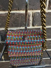 NWT $185 KURT GEIGER Mini Party Crossbody Bag Small bead multi chain-link strap