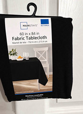 4 Mainstays Tablecloth Rectangle 60x84 Black Cotton/Poly Solid Machine Washable