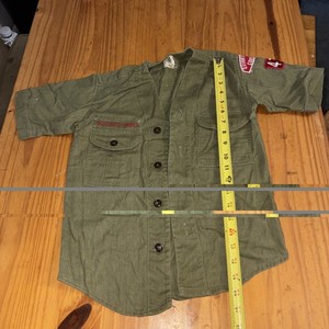 Vtg Boy Scouts of America BSA Green No Collar SS Shirt - Youth/Boys