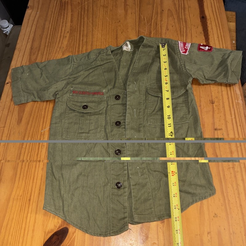 Vtg Boy Scouts of America BSA Green No Collar SS Shirt - Youth/Boys