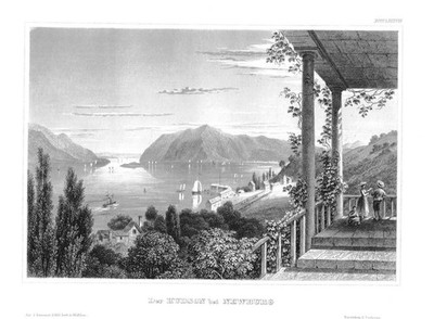 1840 - Der Hudson bei Newburg Newburgh Original Stahlstich engraving