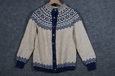 Vintage 60s Oslo Sweater Shop Handknitted Norwegian Wool Nordic Cardigan Medium