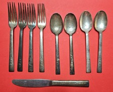 Cubiertos de plata TWA escasos años 40 4 horquillas 4 cucharas 1 cuchillo, logotipo de flecha