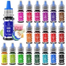 20 Colors Bath Bomb Soap Dye - Food Grade Skin Safe Liquid Based Colorant, Vi...