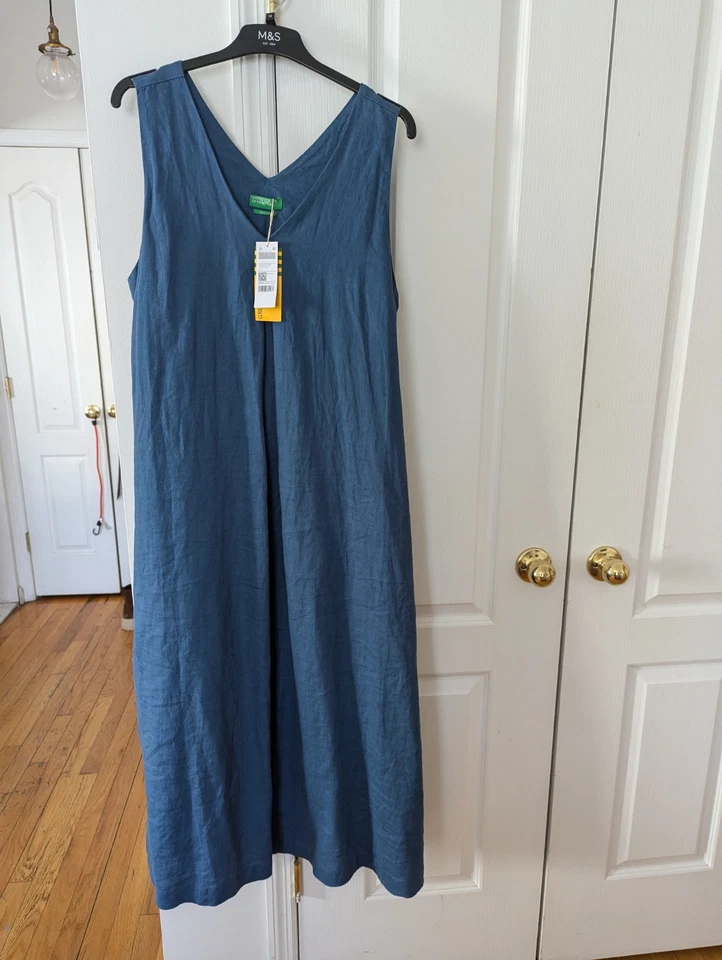 UNITED ЦВЕТА BENETTON МАКСИ ЛЬНЯНОЕ ПЛАТЬЕ РАЗМЕР L - Изображение 4 из 4