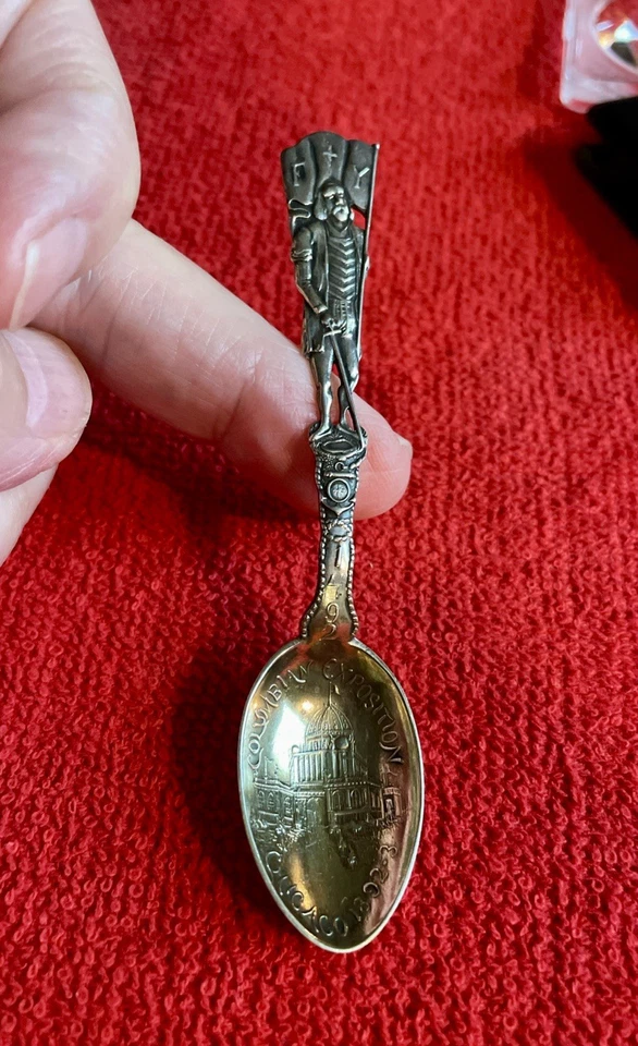 Cuchara de recuerdo esterlina Chicago “Columbia Expo” 1893. Detalle y estado. 9,1 g. Foto 3 de 4