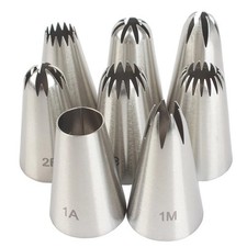 8pcs Piping Nozzles Set, Stainless Steel Icing Nozzles, Cream Cake Piping Tips F