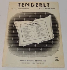 Vintage 1946 Tenderly Sheet Music Jack Lawrence Walter Gross Jazz Piano Vocal