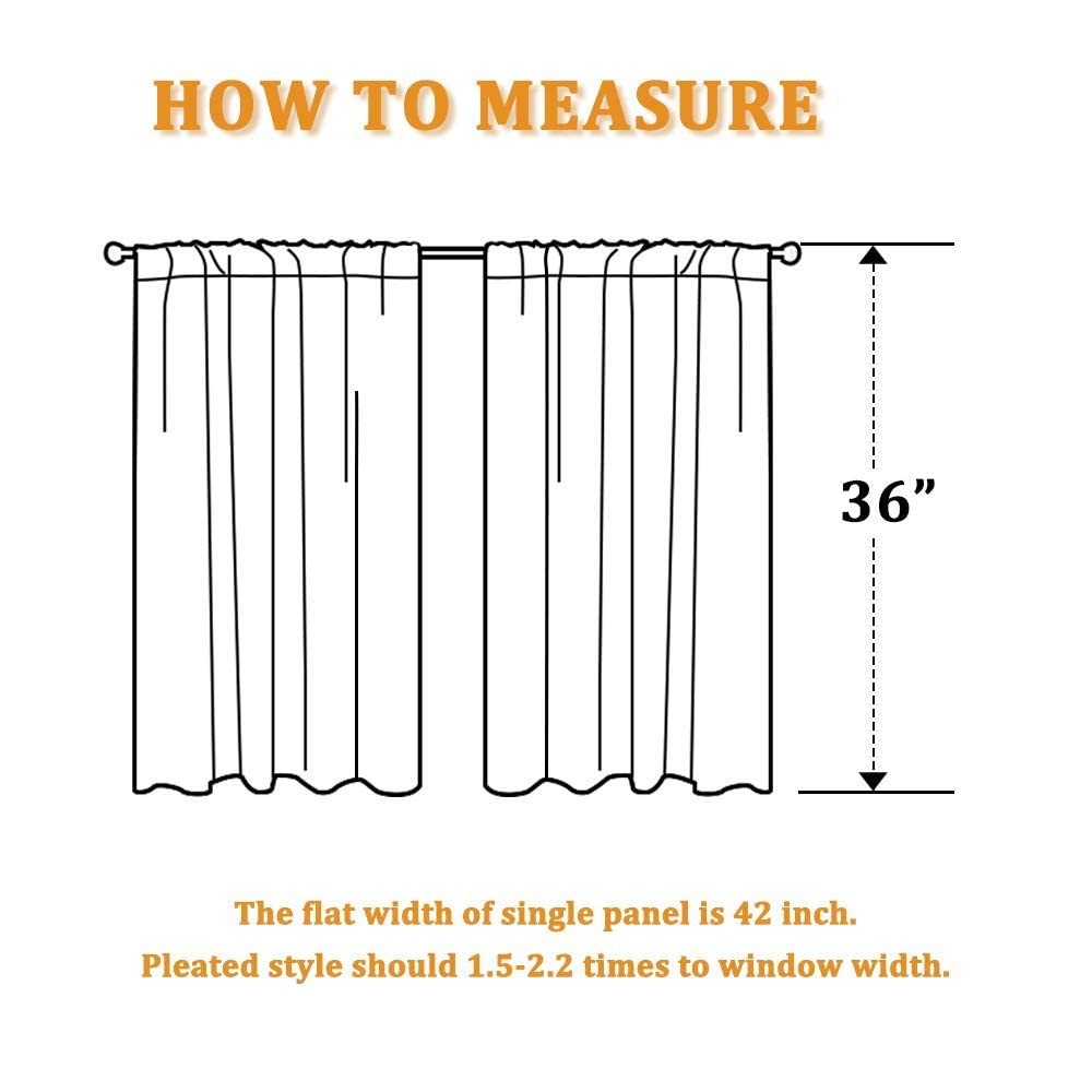 RYB HOME Short Curtains Gray Half Window Curtains for Bedroom Privacy Curtain