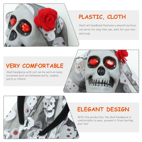 Halloween Headdress Bride Veil Headband Goth Accessories Women Accessory - Bild 5 von 12