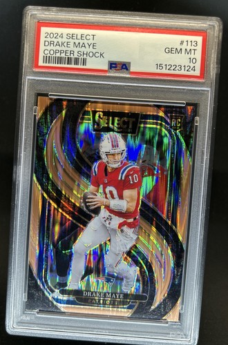 2024 Panini Select Drake Maye Premier Copper Prizm Shock Rookie RC #/299 PSA 10