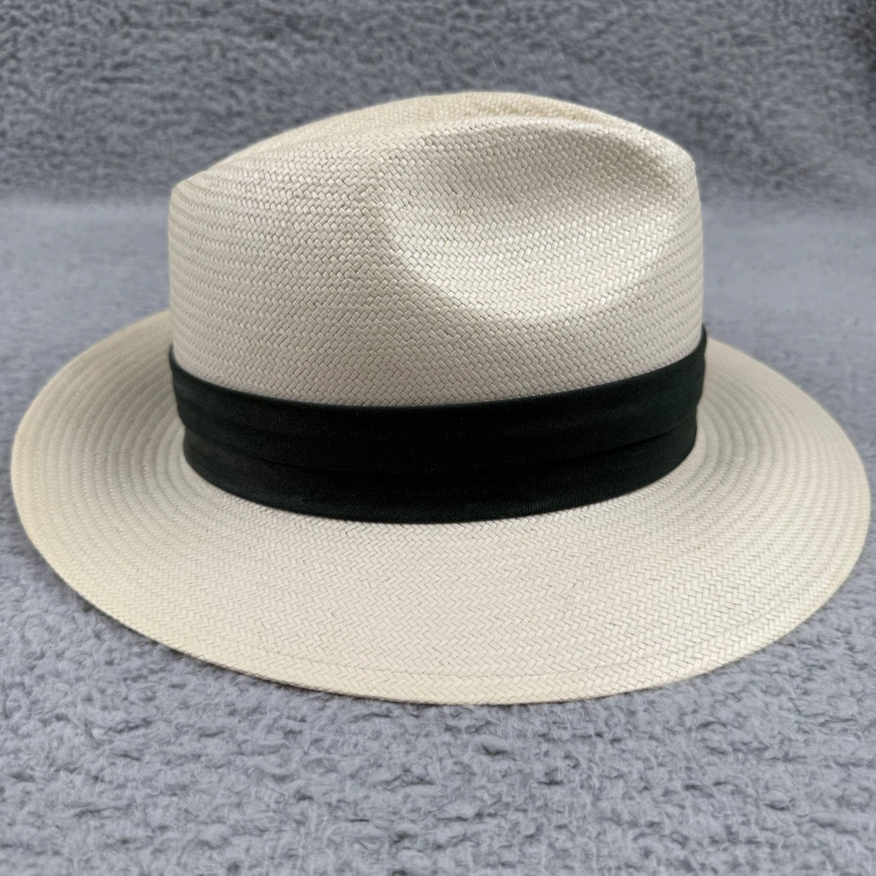 Sombrero Scala Classica Fedora Para Hombre Mediano Hecho a Mano Fibra Natural Banda Negra Foto 4 de 4