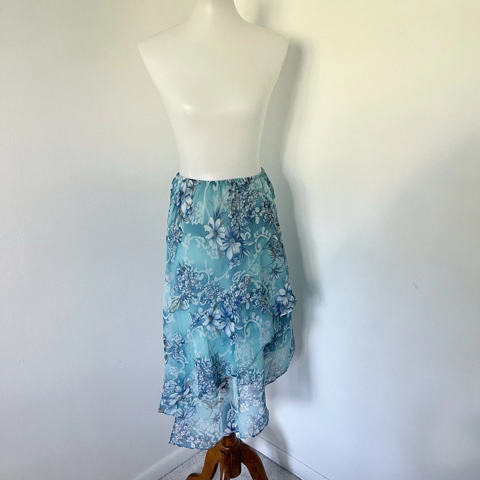 Falda Midi Asimétrica Floral Años 90 Y2K De Colección M Volantes Dobladillo Hada Capricho Pastel Foto 3 de 4