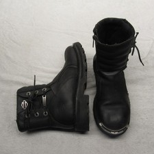 Harley Davidson Women Boots 8 M Black Larissa Leather Motorcycle Side Zip Buckle