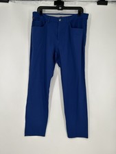 KJUS Iver Pants Mens 34x30 Blue Straight Leg Tailored Fit Chino Golf Navy Blue