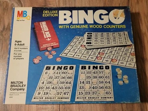 Vintage 1970’s Deluxe Edition BINGO With Genuine Wood Counters Milton Bradley