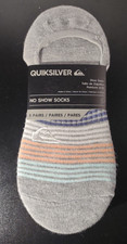 Quicksilver Mens No Show Sock Set of 5 Shoe Size 6-12 Shades of Gray Teal Surf