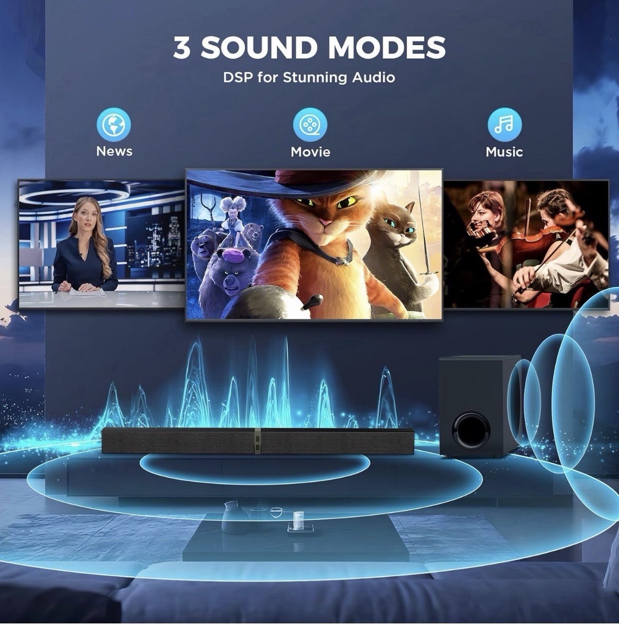 MZEIBO Soundbar con Subwoofer, Soundbar 120W per Smart TV foto 5