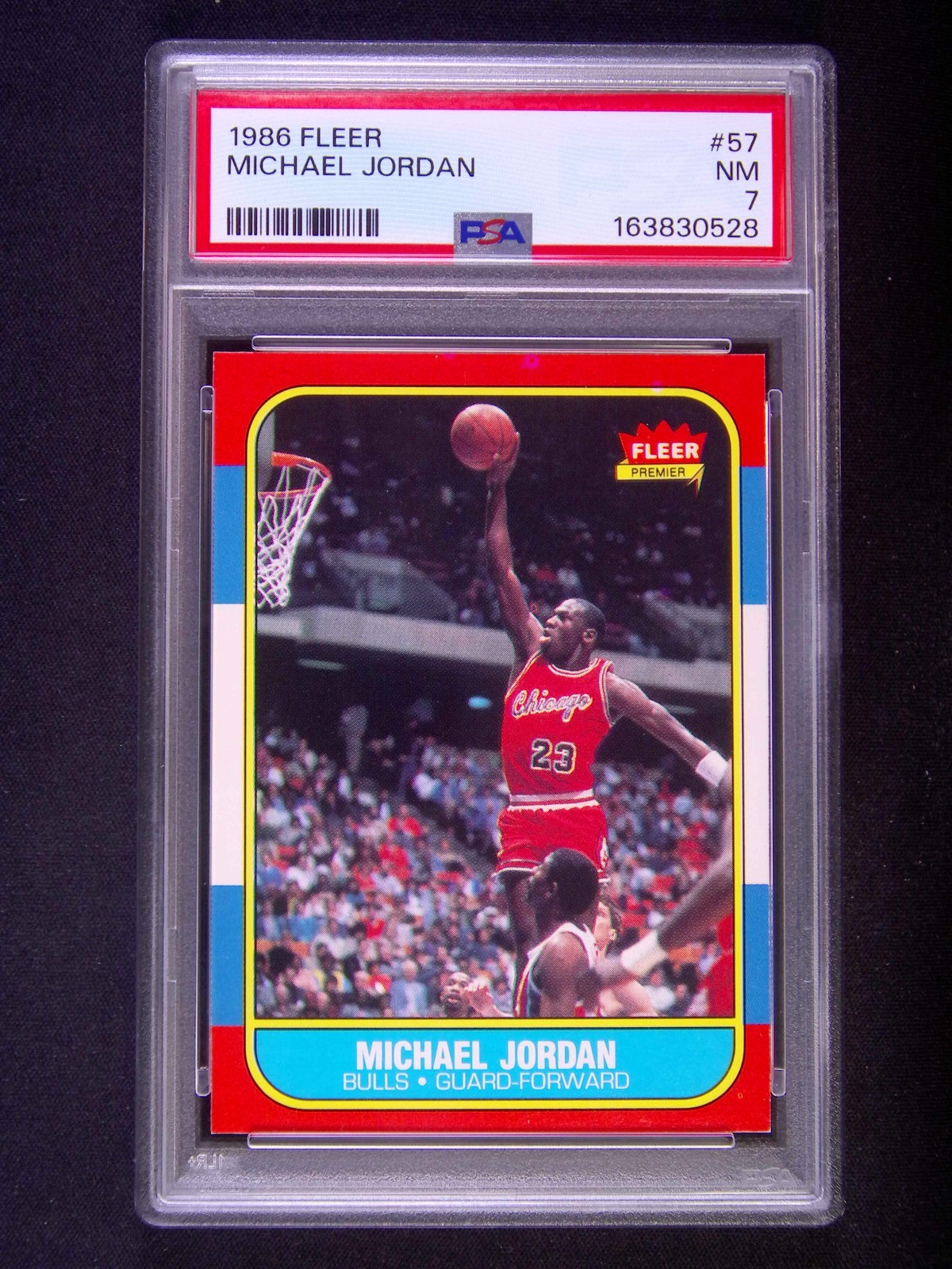 1986 Fleer Premier Michael Jordan #57 RC Rookie PSA 7 Near-Mint