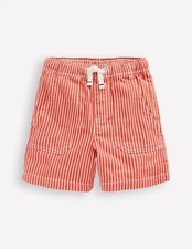 Boden Pull-On Cotton Shorts Red Ticking 5-6y