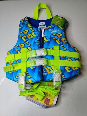 Speedo Kids Swimming Life Jacket Vest PFD USCG Approved 3-8 Years Blue/Green