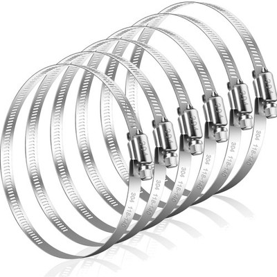 Caianwin Pack of 6 118-140 mm Hose Clamps Large Stainless Steel Pipe Clamps...