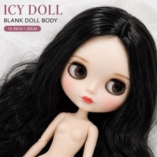 ICY Neo Blythe Doll Black Hair Jointed Body Custom Doll Nude 12inch