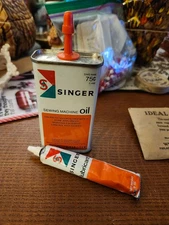 Vintage Singer Sewing Machine Can of Oil & Tube of Lubrication