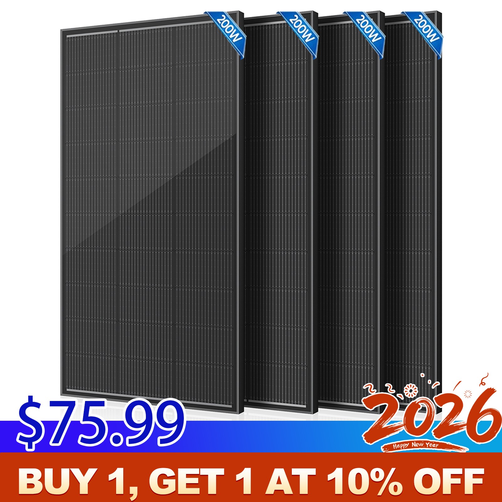 200W 400W 800W 1000W Mono Solar Panel 12V Off-Grid Camping B