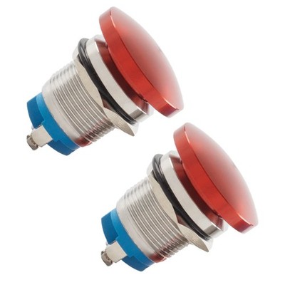 Mushroom Head Push Button Switch 2 Pcs 1NO 250V 1A IP65 Waterproof - Easy