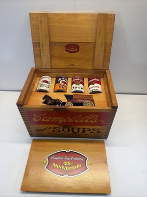 #ad CAMPBELL#x27;S SOUP 125th Anniversary 1994 WOODEN CRATE STORE ADVERTISEMENT Display $99.99