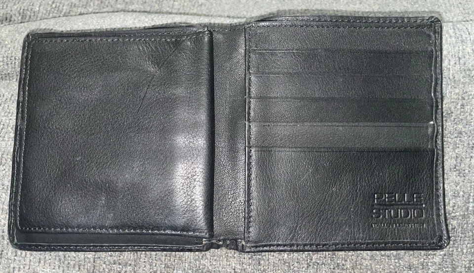 Pelle Studio by Wilsons 皮革黑色双折钱包 ID 窗口真皮 — 第 3/4 张图片
